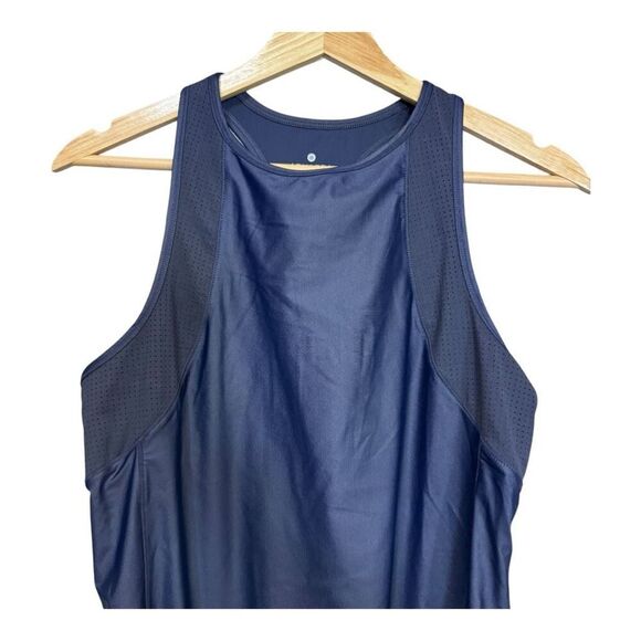 Athleta Fit Fast blueHigh Neck Racerback Workout Running Tank Top Size S - Picture 1 of 6